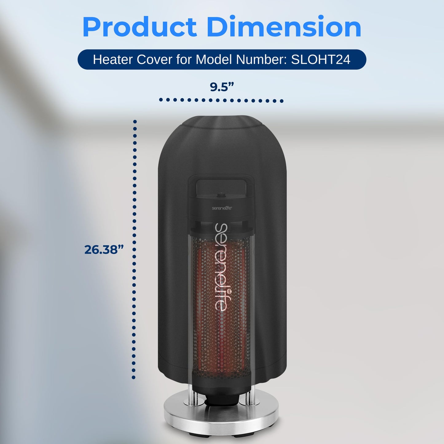 SereneLife Patio Heater Cover Bag for SLOHT24 Infrared Outdoor Electric Space Heater, Heavy Duty Propane Heater Cover, Durable, Tearproof, Waterproof, Dustproof, Wind/Sun/ Snow Resistant