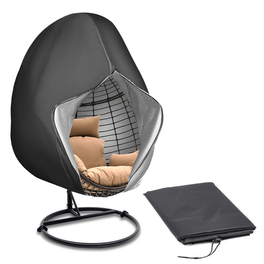 SerenelifeHome Hanging Egg Chair Cover-75" x 45" Waterproof/Windproof Dust Protector w/ Zipper & Hem Cord, Suitable for Most Outdoor Swing/Pod Chairs,Perfectly Fits Model SLGZ0EGG, One Size, Black