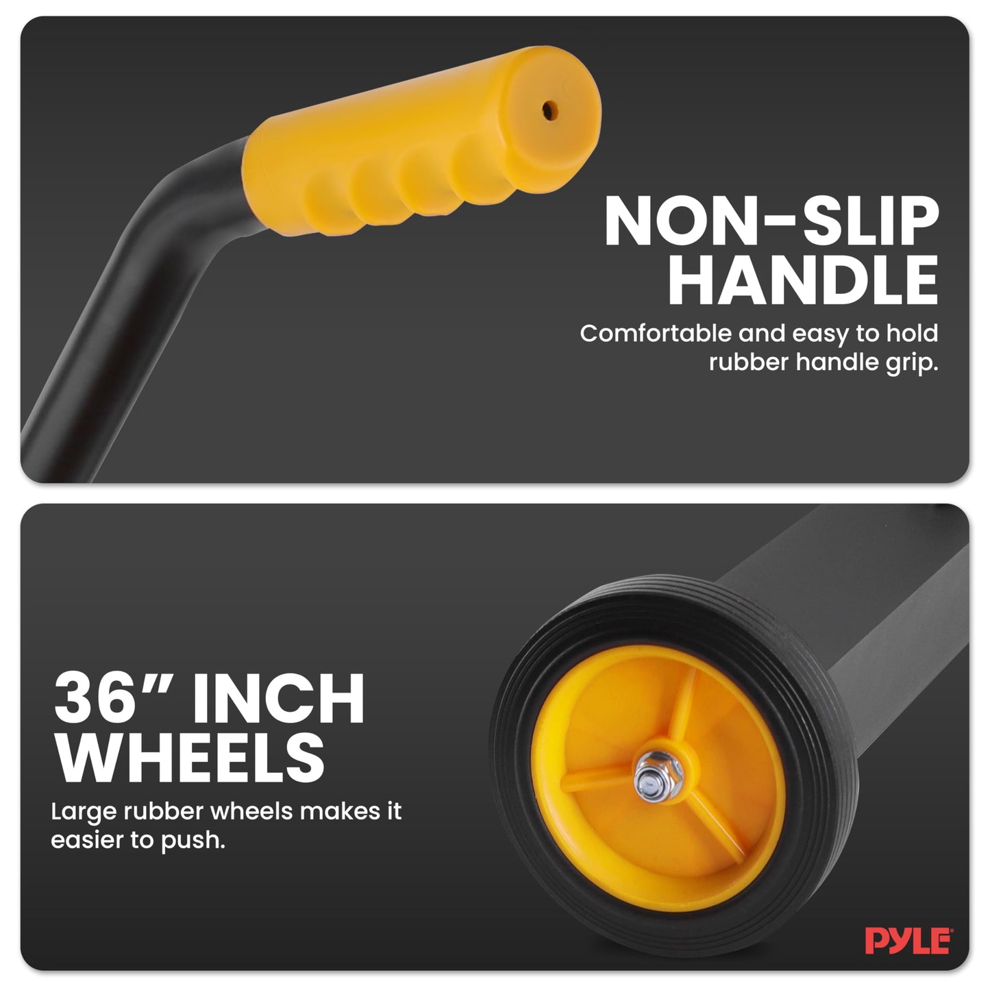 Pyle 36" Rolling Magnetic Sweeper with Adjustable Handle - Strong and Durable Metal Construction Heavy-Duty Cleaning/Metal Pickup for Industrial and Commercial Use (Black and Orange)