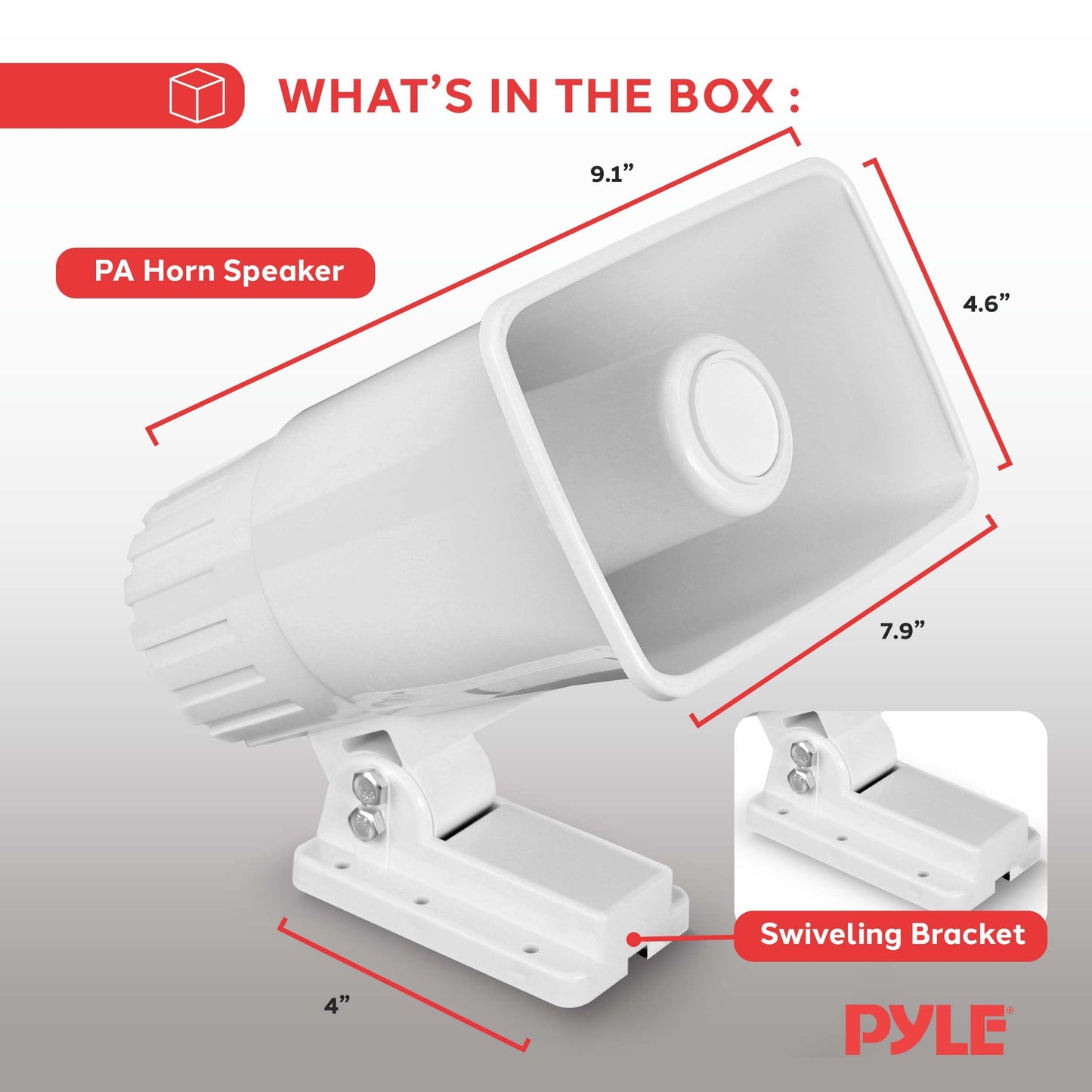 Pyle Indoor/Outdoor PA Horn Speaker - 8” Portable PA Speaker with 8 Ohms Impedance & 65 Watts Peak Power - Mounting Bracket & Hardware Included PHSP5, White