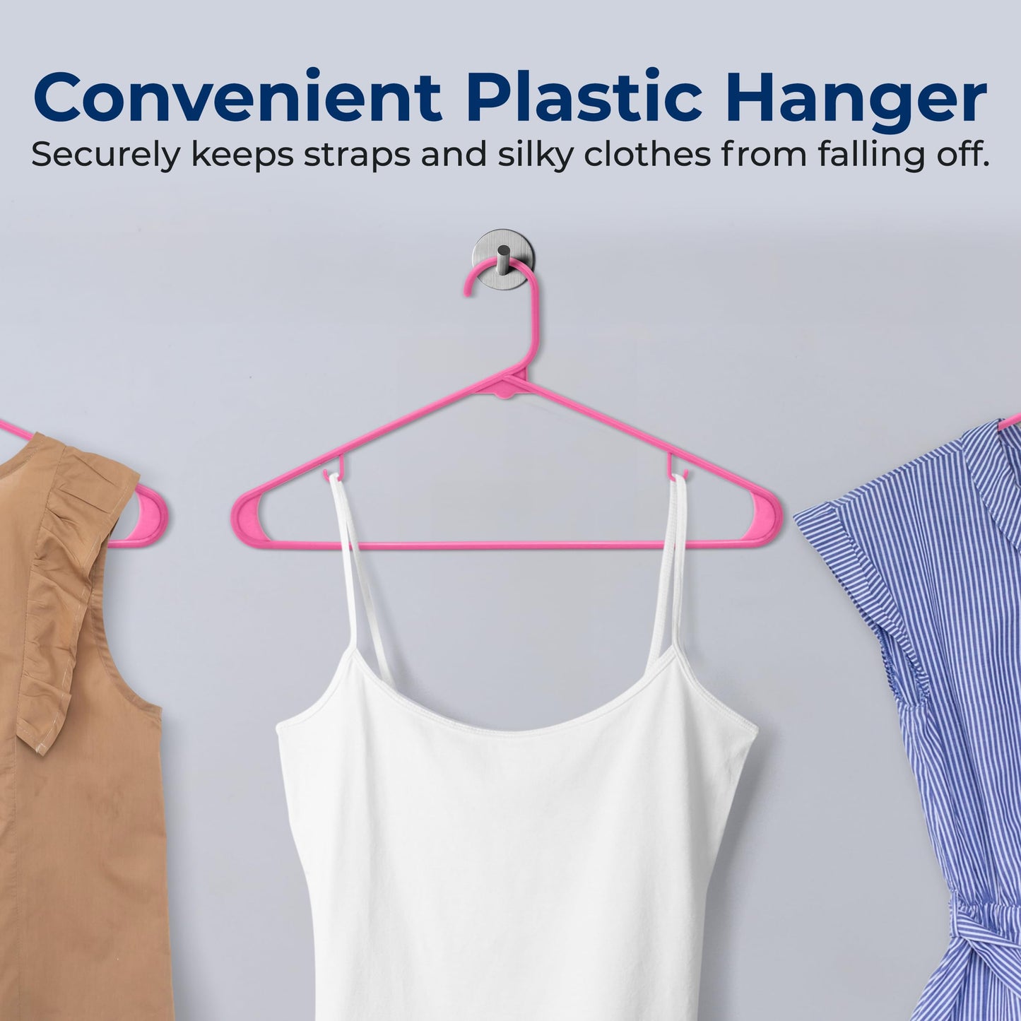 SereneLife 50 Pack Plastic Hangers, Non-Slip, Space-Saving Closet Organizers, Durable and Strong for Shirts, Sweaters, Hoodies, Kids Clothes & Dresses, Ultra-Thin, Lightweight
