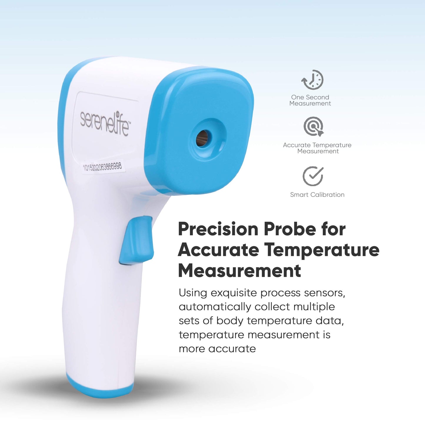 Serenelife Thermometer For Adults Non-Contact Infrared Thermometer Gun, Fast Accurate Readings, High-Fever Temperature gun Alert with 3-in-1 Readings