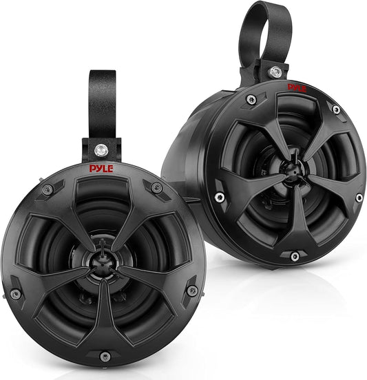Pyle 2-Way Dual Waterproof Off-Road Speakers - 4" 800W Marine Grade Wakeboard Tower Speakers System w/RGB Lights & Remote, Full Range Outdoor Audio Stereo Speaker for ATV/UTV, Jeep, Boat PLUTV44BTR
