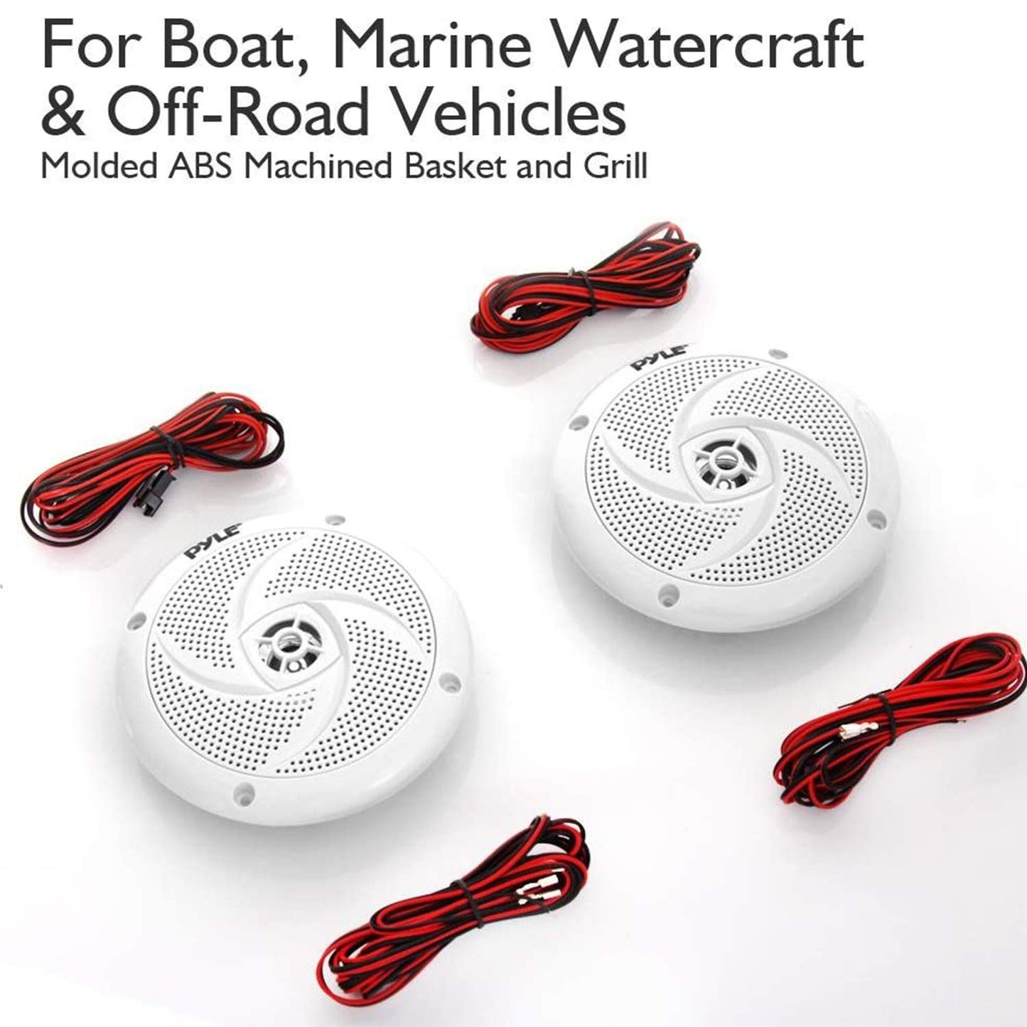 Pyle Marine Speakers - 6.5 Inch 2 Way Waterproof and Weather Resistant Outdoor Audio Stereo Sound System with LED Lights, 240 Watt Power and Low Profile Slim Style - 1 Pair - PLMRS63WL (White)