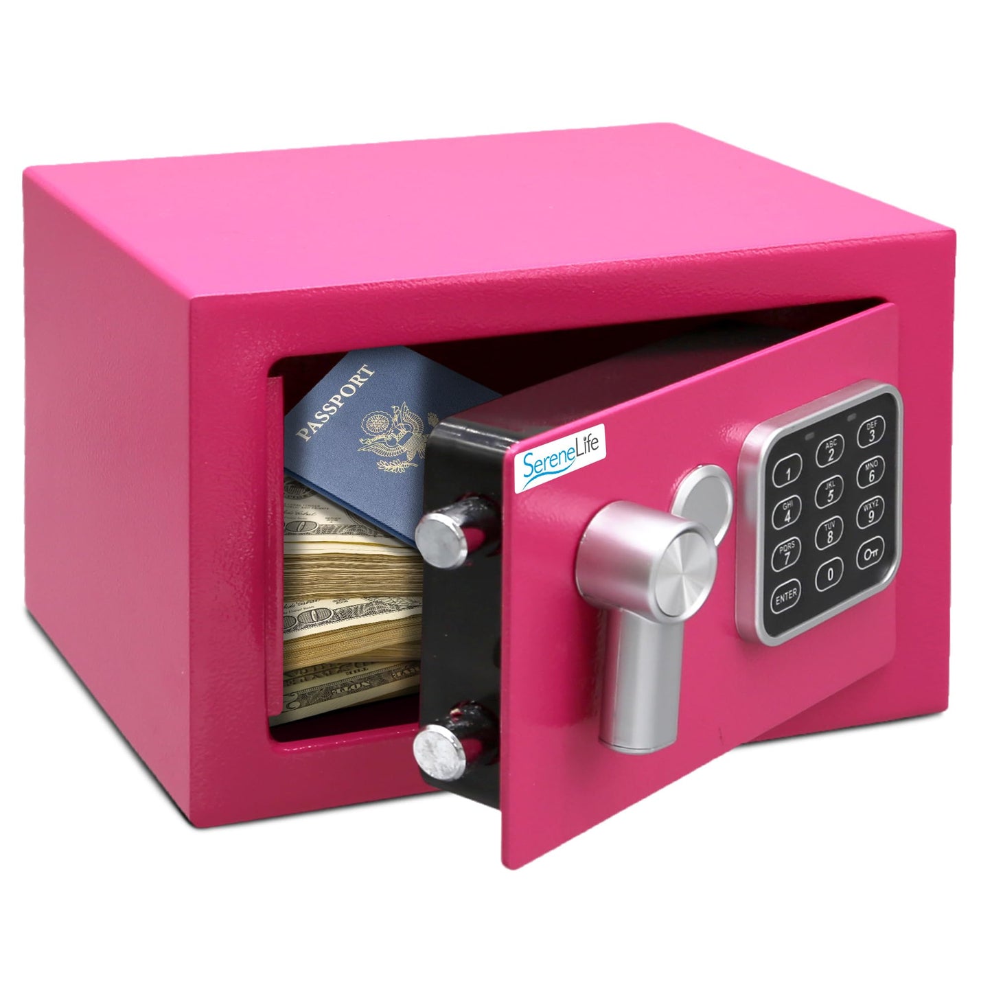 SereneLife Heavy Duty Electronic Safe Box | 9.1 x 6.7' Digital Lockbox with Code 2 Keys | Small Safe for Home/Office, Secure Cash, Jewelry, Firearms | Wall/Floor Mountable