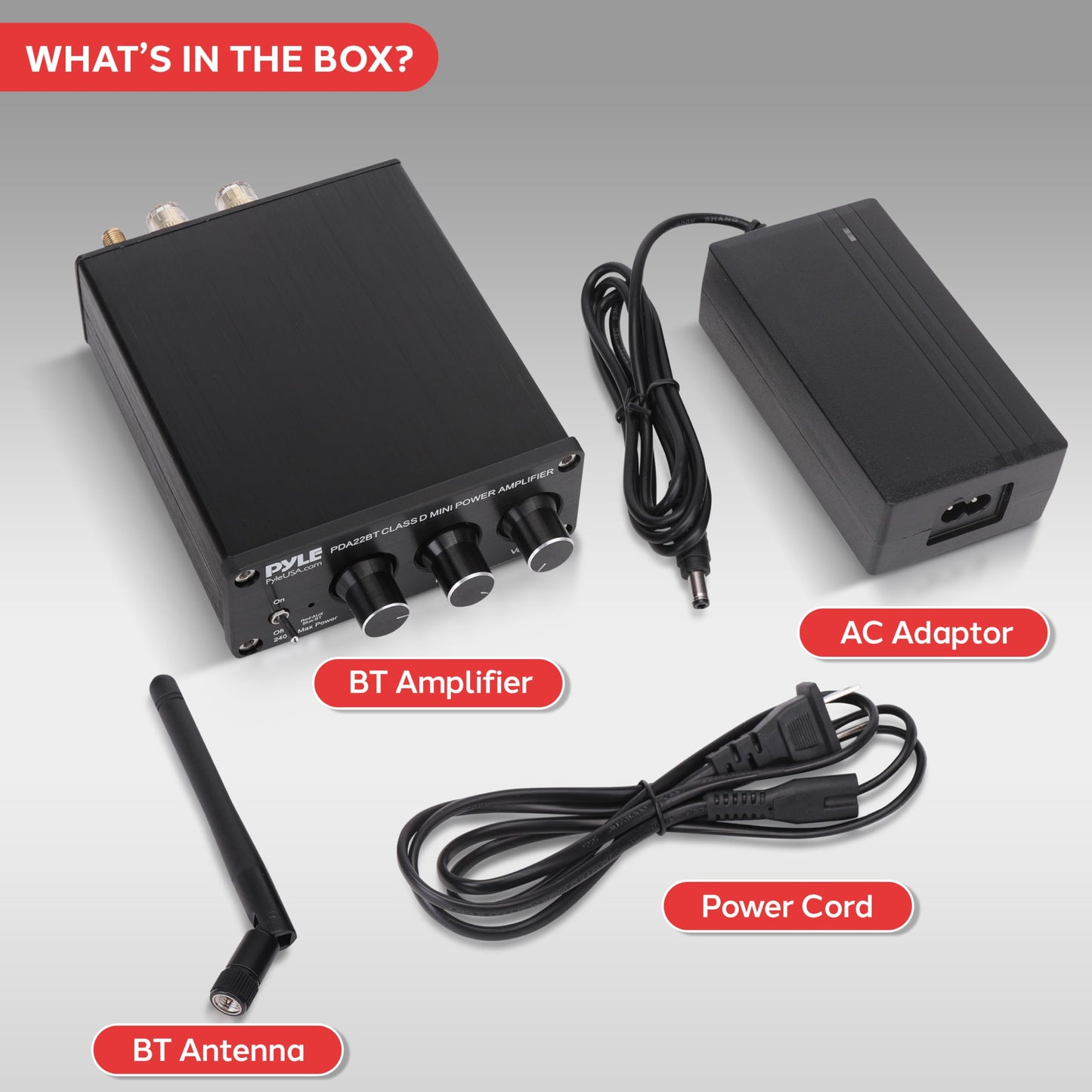 Pyle 200W Bluetooth 5.0 Portable Home Stereo Amplifier - 2 Channel Compact Wireless Mini Receiver with Bass & Treble Control - for Indoor - Outdoor - Garage - Desktop - Portable Speaker - PDA22BT