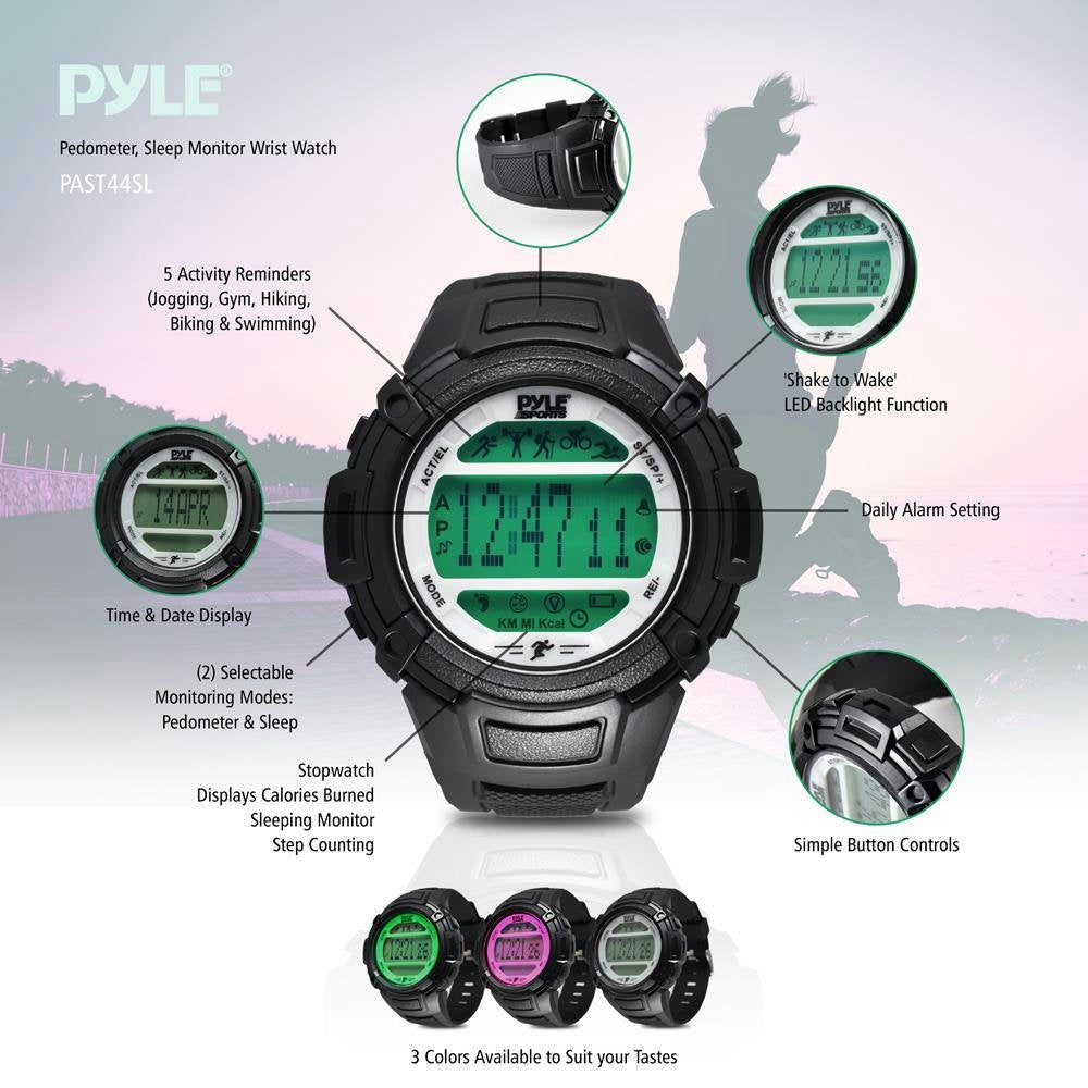 Pyle Digital Multifunction Sports Wrist Watch - Smart Fit Classic Men Women Sport Running Training Fitness Gear Tracker w/ Sleep Monitor, Pedometer, Alarm, Stopwatch, Backlight - Pyle PAST44PN (Pink)
