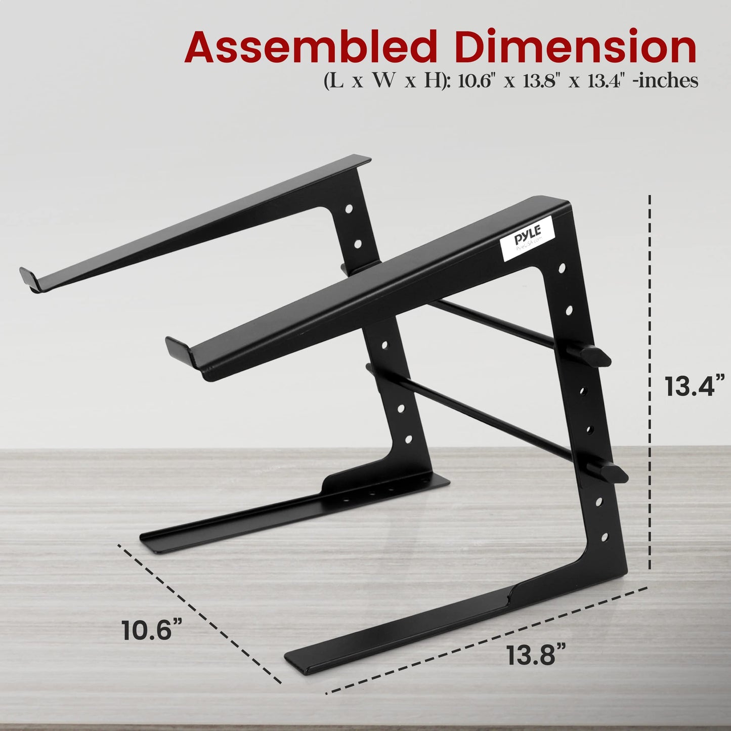 Pyle Universal Portable Laptop Desk Stand - 6.3 to 10.9 Inch Adjustable Standing Table Monitor Computer Desk Workstation Riser w/Level Height Alignment for DJ, PC, Gaming, Home or Office PLPTS25X2