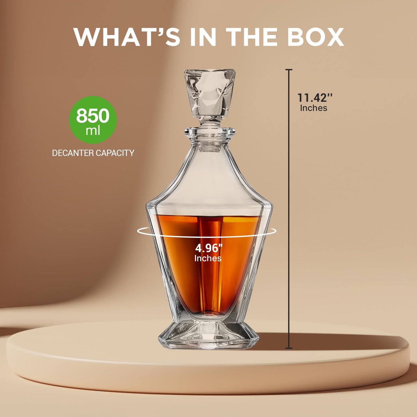 Nutrichef Whiskey Decanter - Classic Glass Liquor Decanter w/ Weighted Bottom, Cadeau Homme, Best Gifts for Husband, Easy to Clean, BPA Free, 850 ml