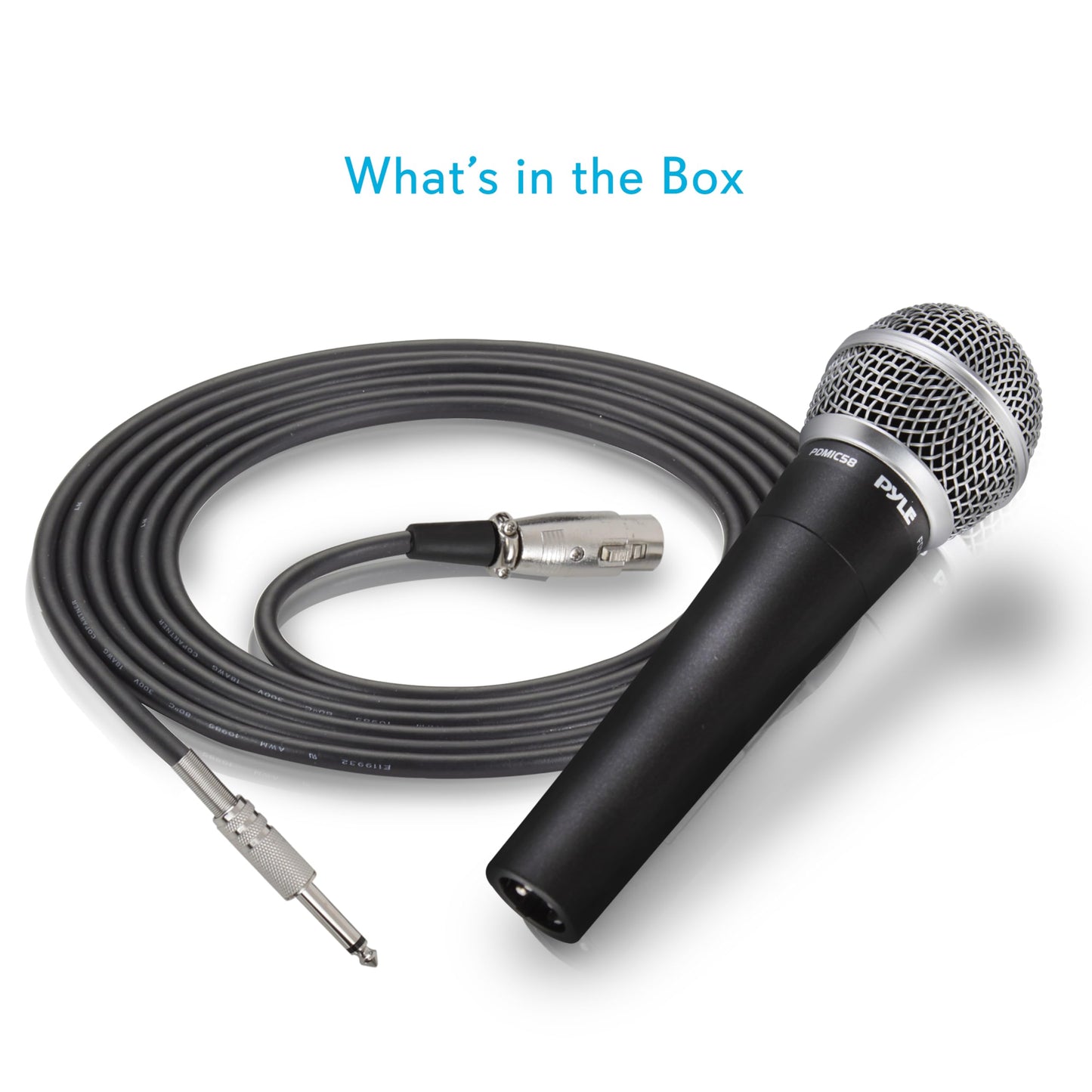 Pyle Handheld Microphone PDMIC58 - Dynamic Moving Coil Cardioid Unidirectional Includes 15ft XLR Audio Cable to 1/4'' Audio Connection