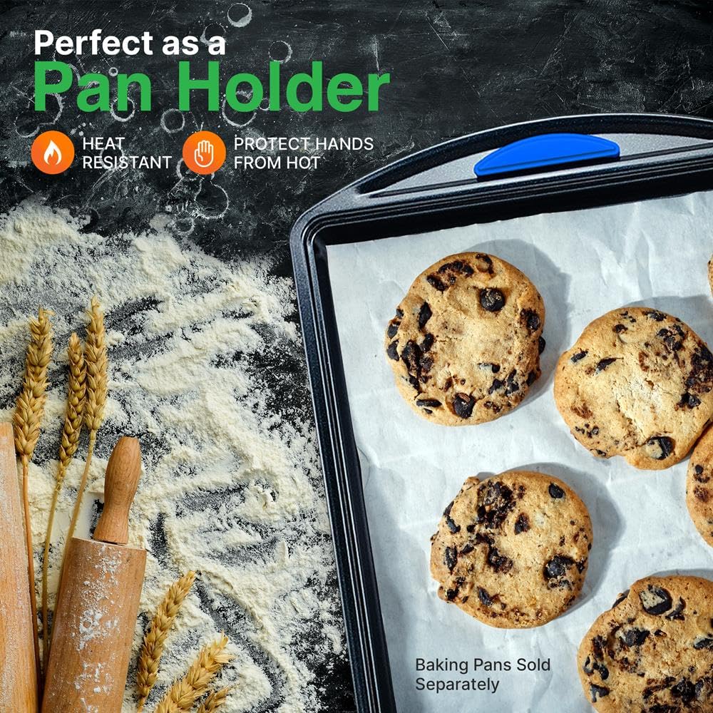 NutriChef Blue Silicone Handles - Flexible Design for Nonstick Carbon Steel Bakeware Pans - Compatible with Models: NCBK10S, NCBK3S