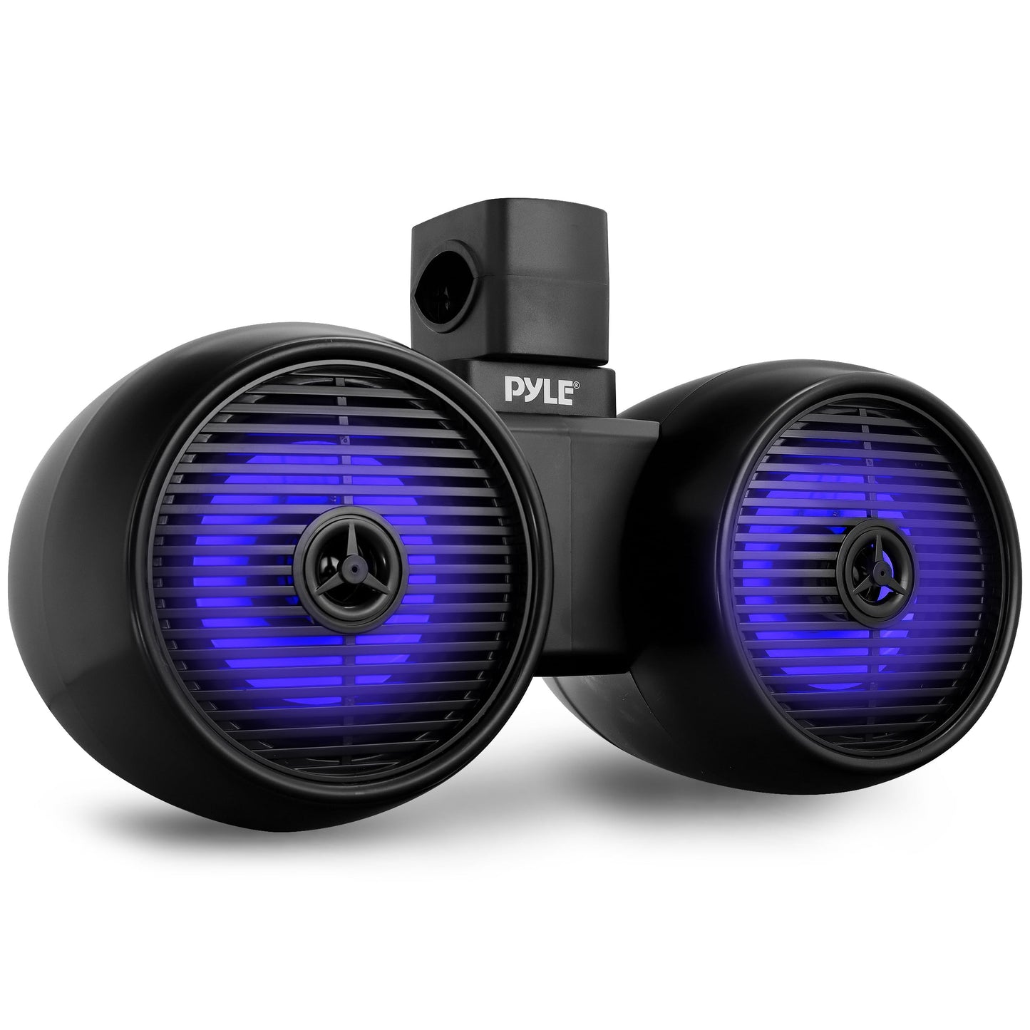 Pyle Dual Bluetooth Off-Road Speakers - 6.5” 200W 2-Way Marine Waterproof Wakeboard Tower Sound System w/LED Light, Full Range Outdoor Stereo Speaker for Car ATV Jeep Boat, Includes Brackets (Black)