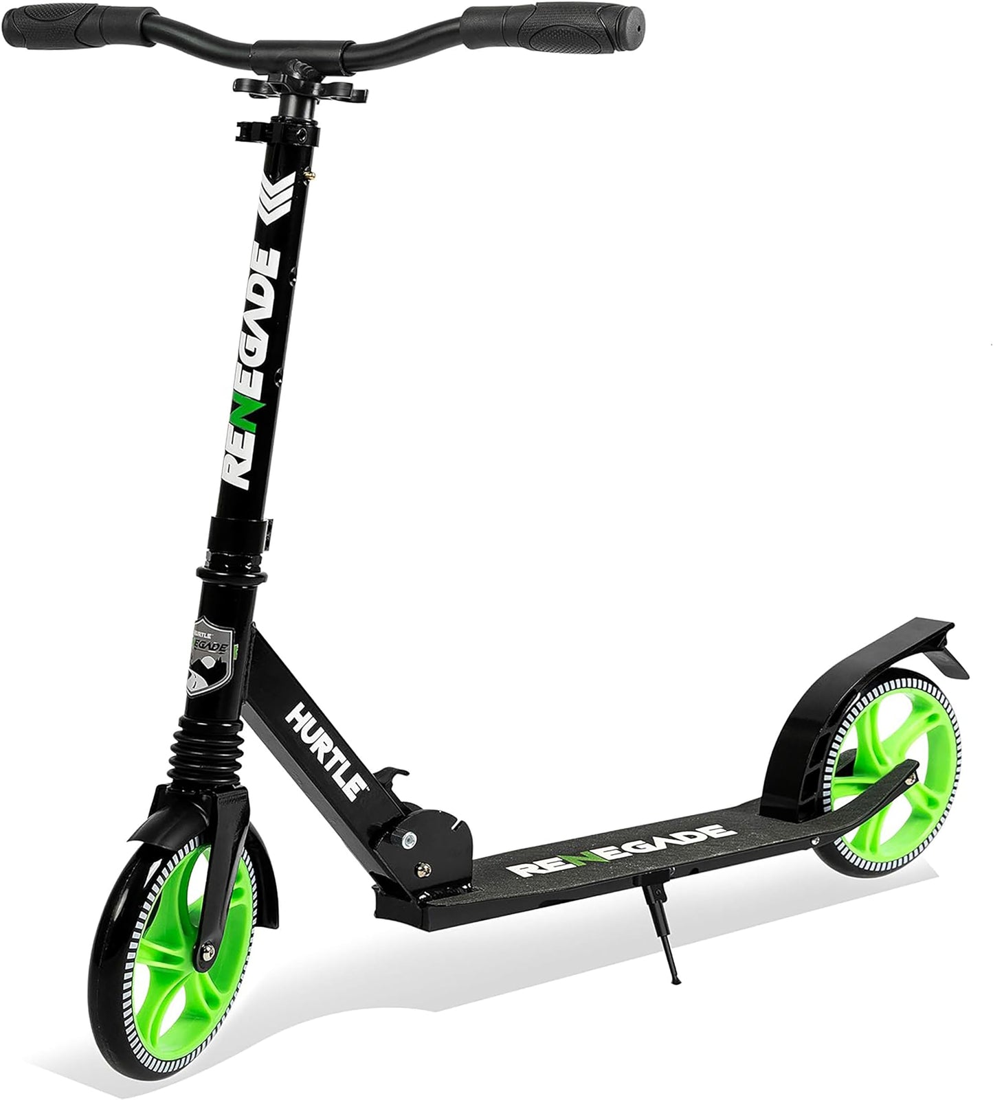 Hurtle Renegade Kick Scooters for Kids Teenagers Adults- 2 Wheel Kids Scooter with Adjustable T-Bar Handlebar - Alloy Anti-Slip Deck - Portable Folding Scooters for Kids with Carrying Strap