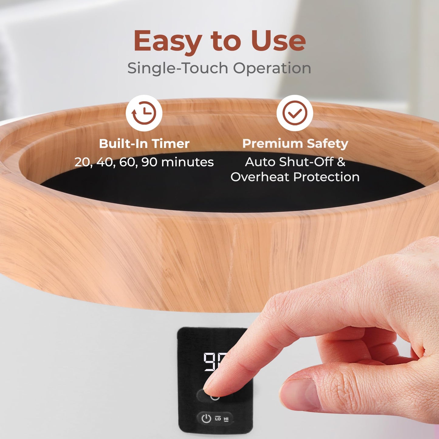 SereneLife Counter Towel Warmer Bucket - with Customized Fragrance for Spa and Bathroom, Luxury Heater, Auto Shut Off, Fits 1 Large Blanket, Bathrobe, PJs (Wood)