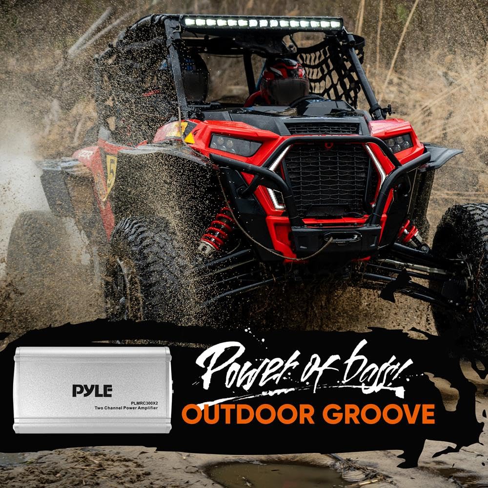 PyleUsa 2 Channel Weather Resistant Audio Amplifier System, Class D Compact Designed Suit for Car, ATV, UTV, 4X4, Jeep, Motorcycle and Marine Vehicles