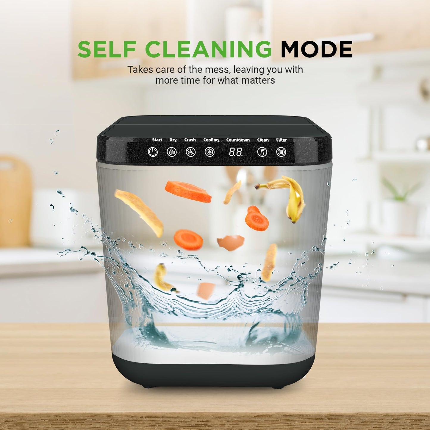 Nutrichef 3L Electric Kitchen Composter - Compost’s Organic Material & Food Scraps | Countertop Automatic Compost Bin | Dry, Crush, & Cooling Functions | Perfect for Kitchens & Apartments | Grey