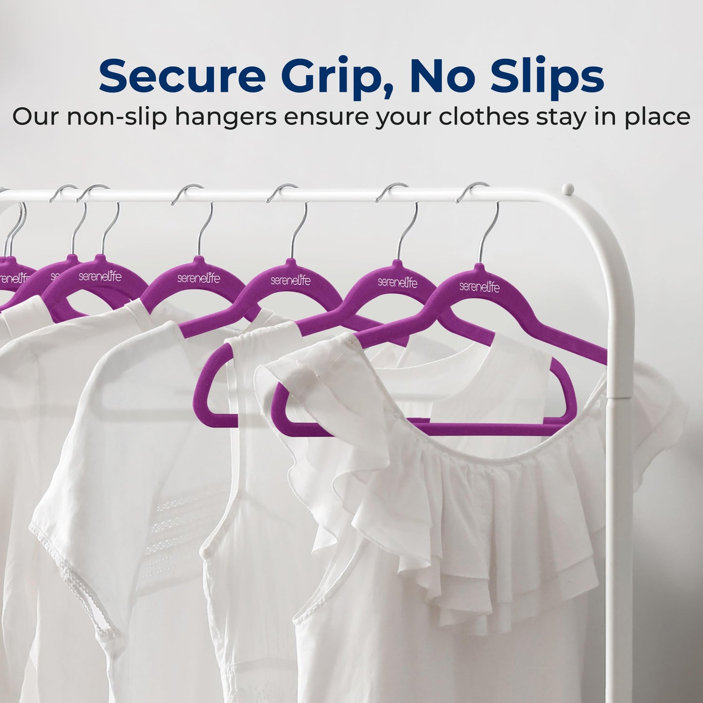 SereneLife 100 Pack Velvet Hangers - Non-Slip Felt with 360° Swivel Hook, Space-Saving, Ultra-Thin, Lightweight for Shirts, Sweaters, Hoodies, Kids Clothes & Dresses