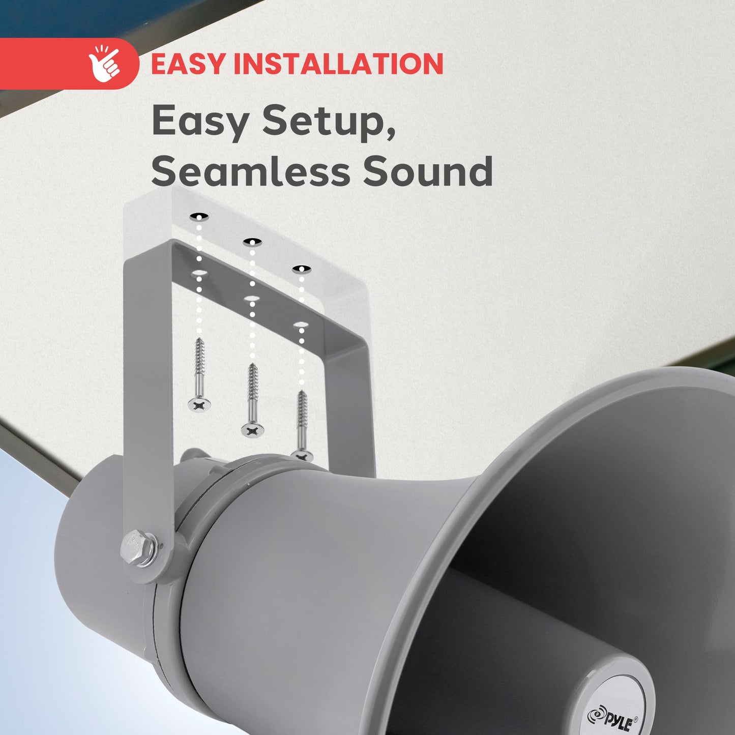 Pyle Indoor Outdoor PA Horn Speaker-11 Inch 30-Watt Power Compact Loud Sound Megaphone w/400Hz-5KHz Frequency,8 Ohm,70V Transformer,Mounting Bracket,For 70V Audio System-Pyle PHSP121T