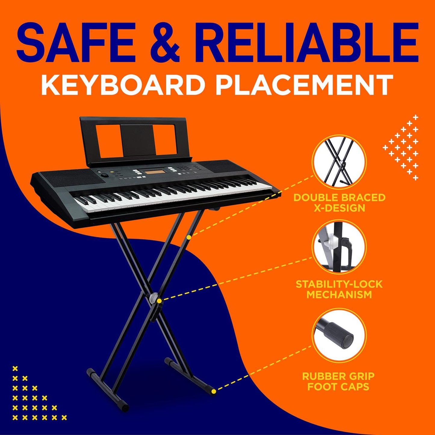 PyleUsa Electronic Keyboard Stand, Digital Piano Keyboard Mount Holder, Height Adjustable, Perfect for Standing Performances, Double Braced X Design for Maximum Stability