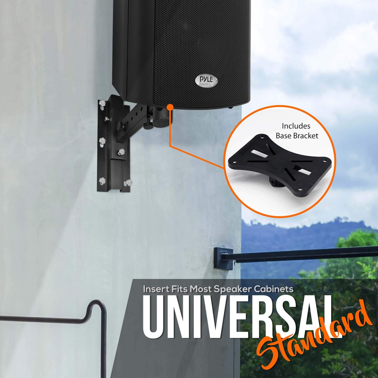 Pyle 90°-30° Angle, Tilt, Rotation Solid-Steel Pin Serves as Safety-Stop Mount Speaker Bracket Stands-Dual Universal Adjustable w/ 12.5'' Distance from Wall (PSTNDW15)