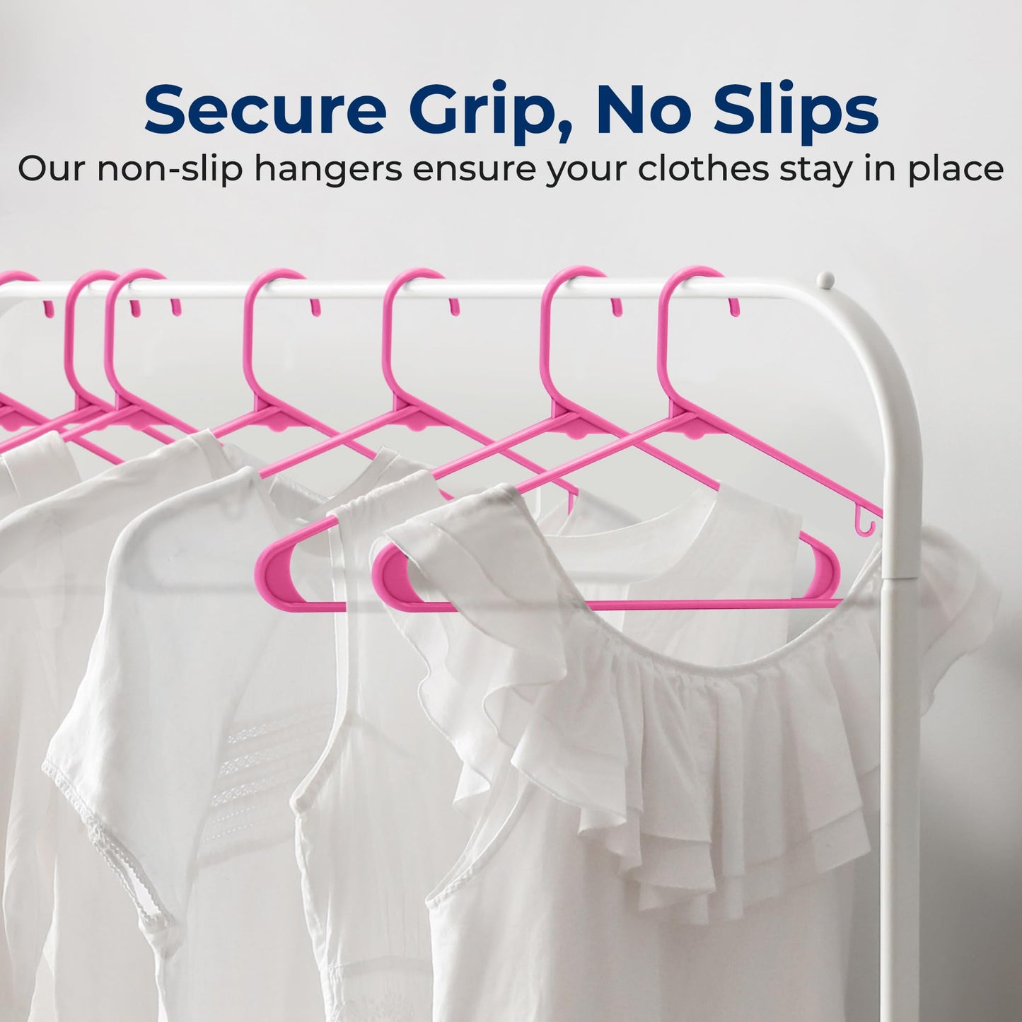 SereneLife 30-Pack Premium Plastic Hangers – Durable, Non-Slip & Ultra-Slim Closet Organizer Set with 360° Swivel Hook – Space-Saving Design for Shirts, Dresses & More – Pink
