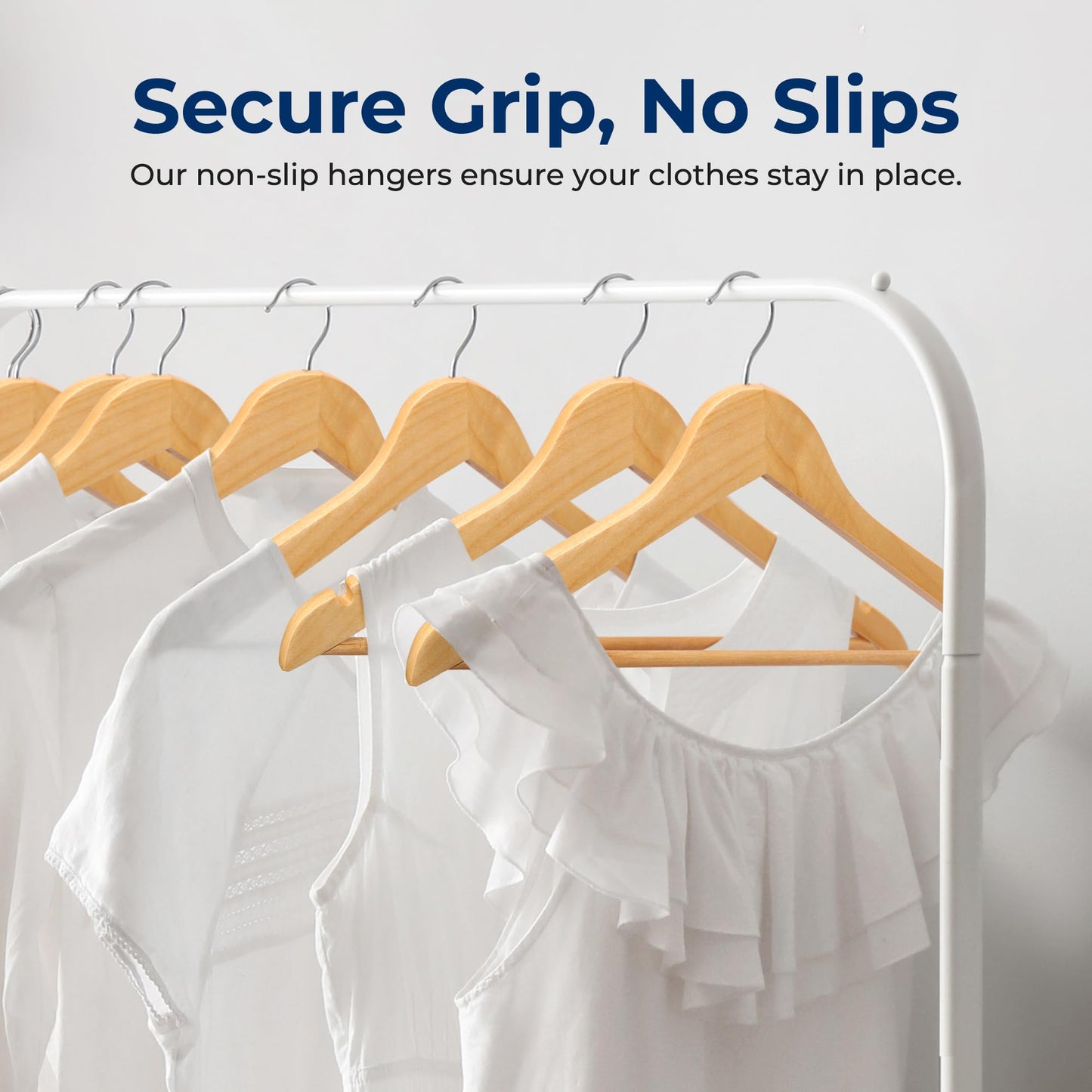 SereneLife 30-Pack Heavy Duty Wooden Hangers – Solid Wood Clothes Hanger Set with 360° Swivel Hook, Pant Bar & Notches for Jackets, Suits, Dresses, and Tops – Natural Smooth Finish