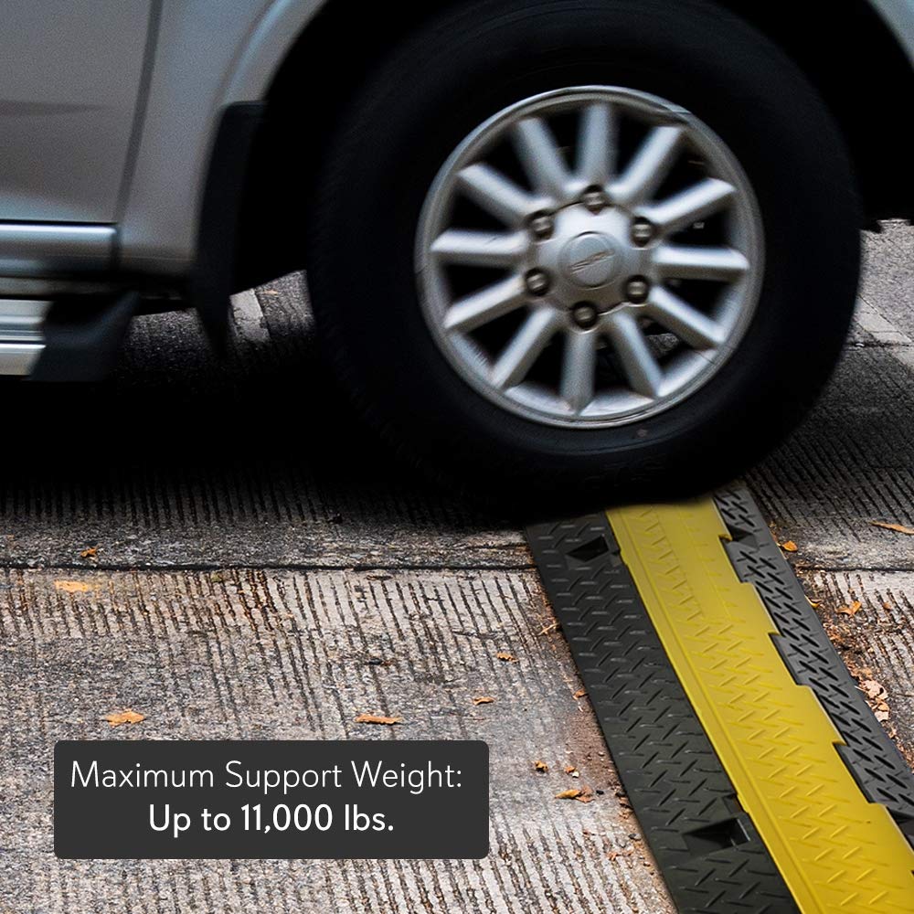 Pyle Durable Cable Protective Ramp Cover - Supports 11000 lbs, Single Channel Heavy Duty Cord Protection with Flip-Open Top Cover, 39.4”x5.11”x1.8” Cable Concealer for Indoor, Outdoor Use - PCBLCO102