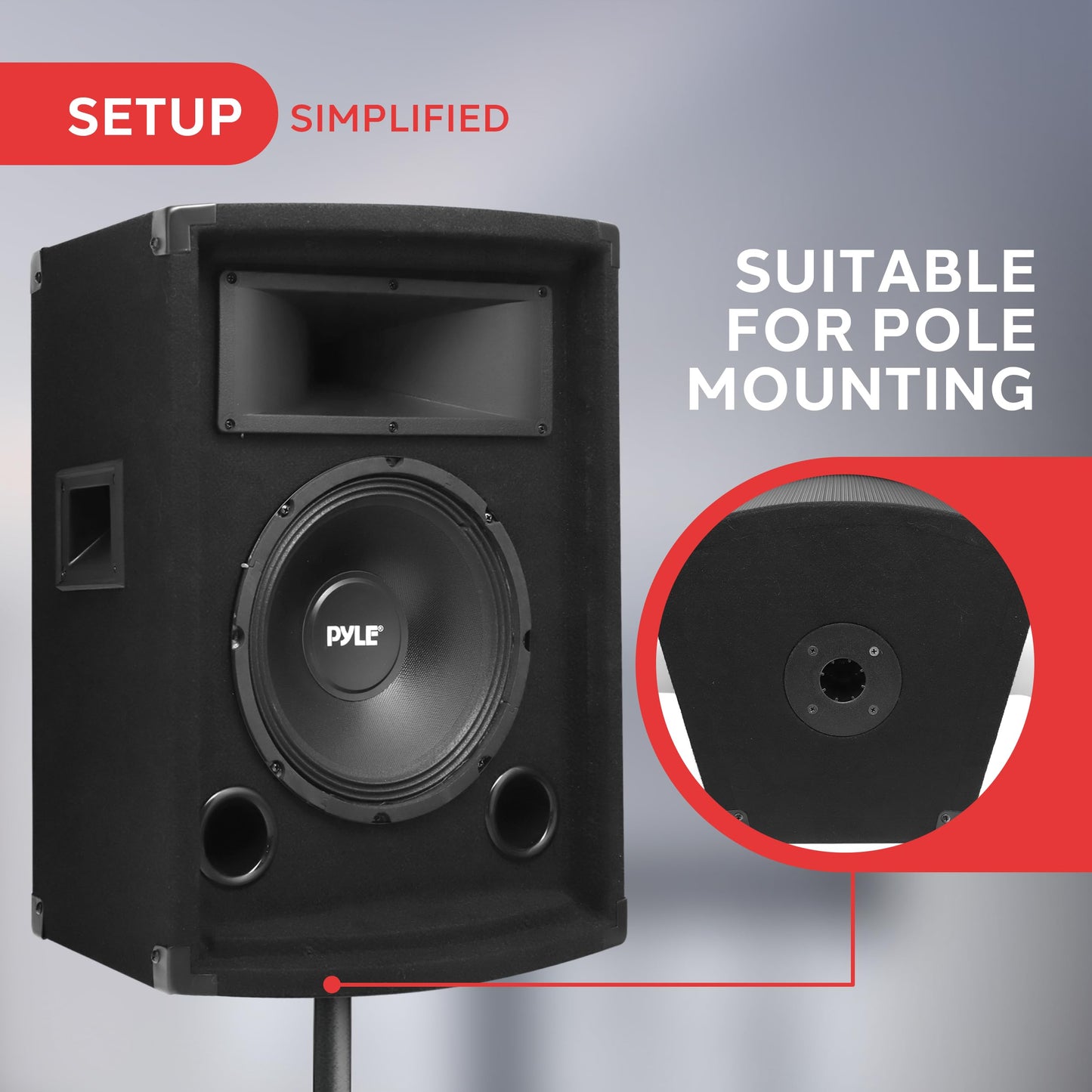 PylePro Passive Cabinet PA Speaker Durable 500 Watt Portable Outdoor Sound System w/ 10" Woofer, 1.5" Kapton VC, 4" x 10" Super Horn for Mids and Highs, Black, One Size (PADH1079)