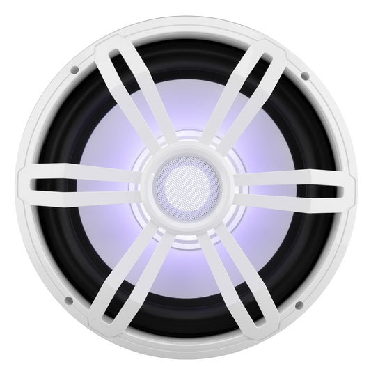 Pyle 12” Slim Marine Subwoofer - 500W 4 Ohm Waterproof Car Component Speaker System, Low Profile PP Cone w/ Rubber Edge, 50 Oz Magnet 2.5" Voice Coil, RGB Lights, For Boat Truck Mobile Vehicle (White)