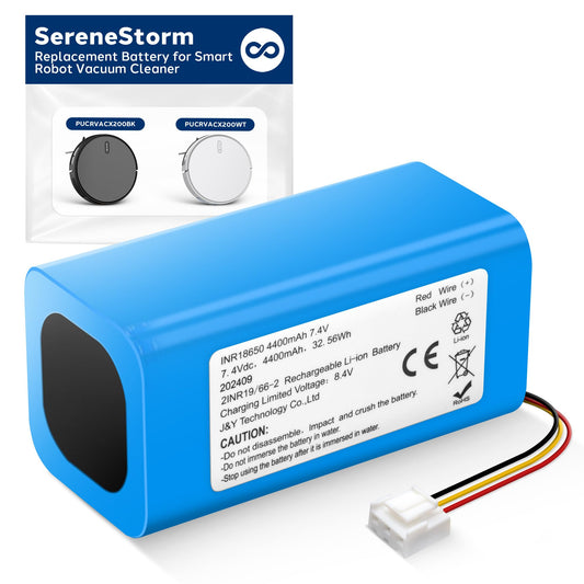 Pure Clean Replacement Battery for Smart Robot Vacuum Cleaner, Works with PUCRVACX200BK and PUCRVACX200WT