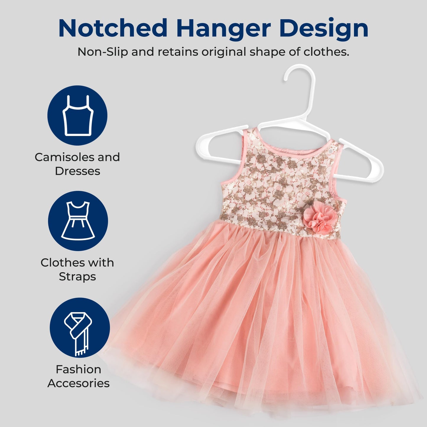 SereneLife 60 Pack Plastic Kids Hangers – Non-Slip Baby Hangers for Closet, Space-Saving Thin Design for Organizing Clothes, Infant, Toddler, and Newborn Clothing (White)