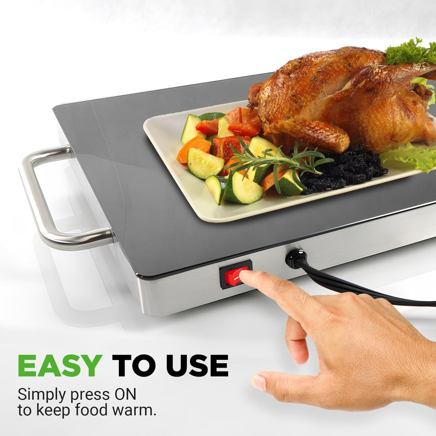 Nutrichef Electric Hot Plate Tray Dish Warmer with Black Glass Top - Ideal for Home, Buffets, Parties, Kitchens & Restaurants - Warming Tray for Food - Tortilla Warmer - Dimensions: 16.5 x 11