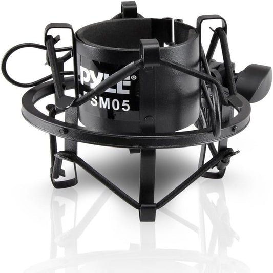 Pyle Updated Pro Shock, Clip Holder, Anti-Vibration Mount, Standard Size, Quick Angle Adjustment, Padded Mic Clamp, Easily Locks into Position, Die-Cast Steel Adapter (PSM05)