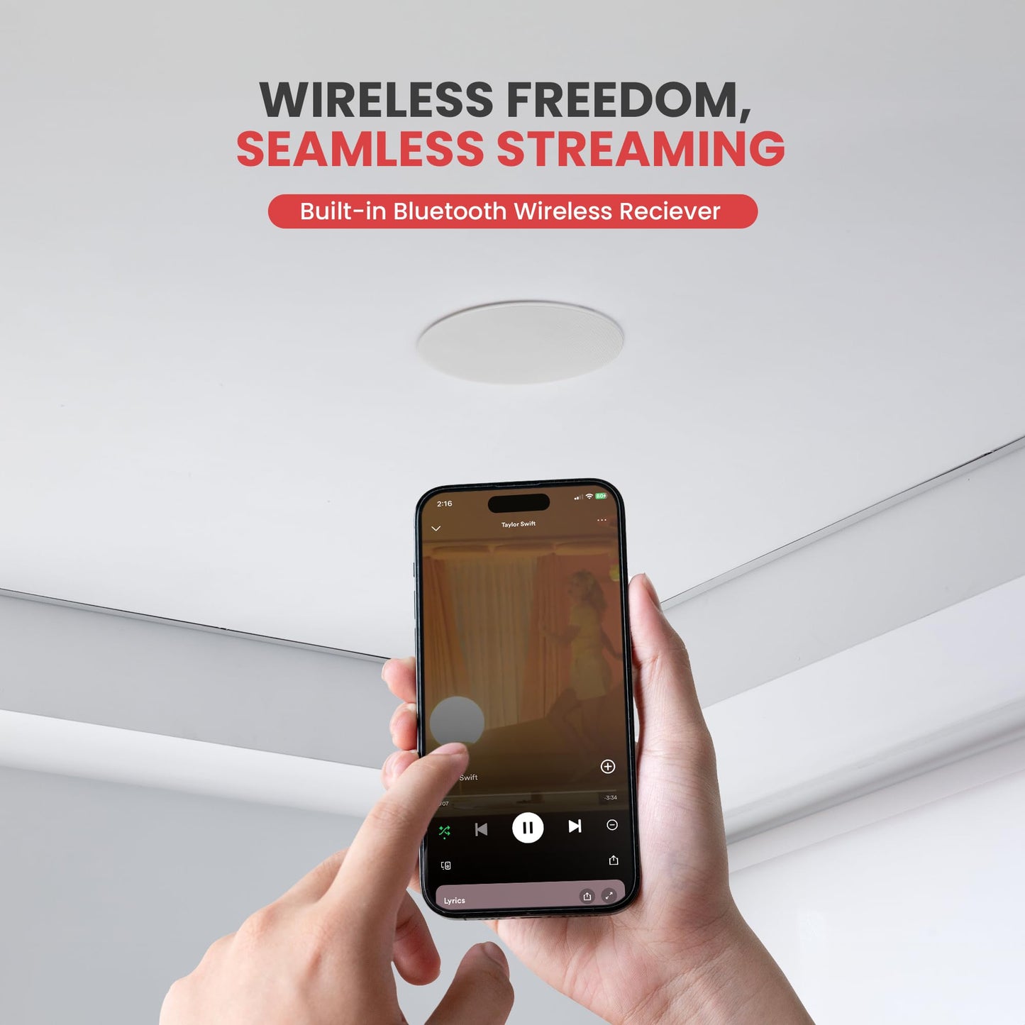 Pyle Ceiling and Wall Mount Speaker - Wireless Bluetooth 8” Dual 2-Way Audio Stereo Sound Subwoofer Kit with, 360 Watts, in-Wall & in-Ceiling Flush Mount for Home Surround System - Pyle PWRC85BT