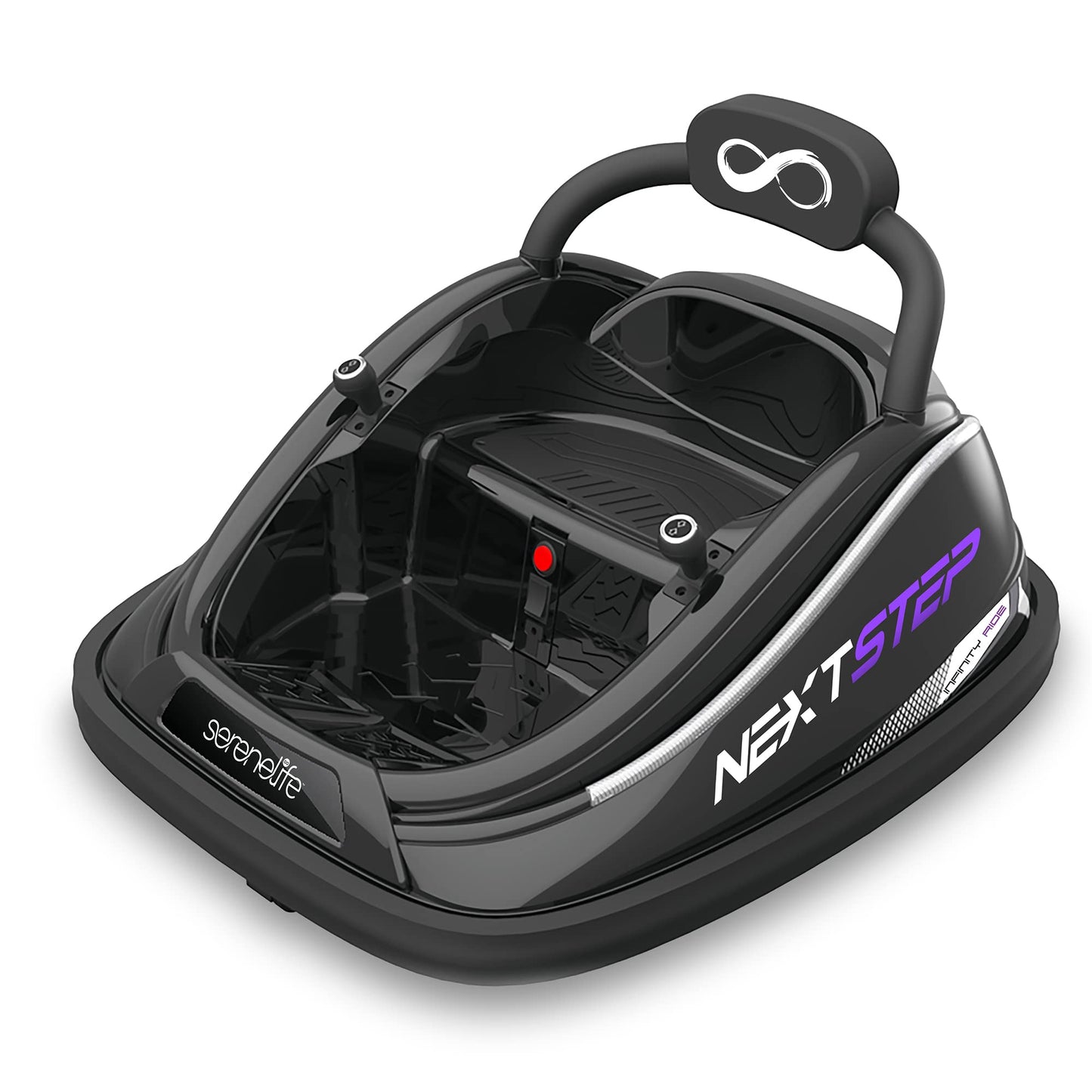 SereneLife 12V Electric Bumper Car for Kids – Remote Control Option, 360° Spin, LED Lights, Safety Belt, Kids Toddler Baby Bumper Car 3-8 Years (Black)