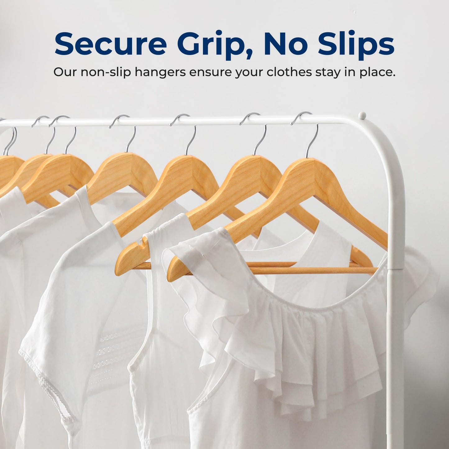 SereneLife 80-Pack Solid Wooden Hangers – Heavy Duty Natural Wood with 360° Swivel Hook, Shoulder Notches & Pants Bar – Space-Saving Design for Suits, Jackets, Dresses, Shirts & More