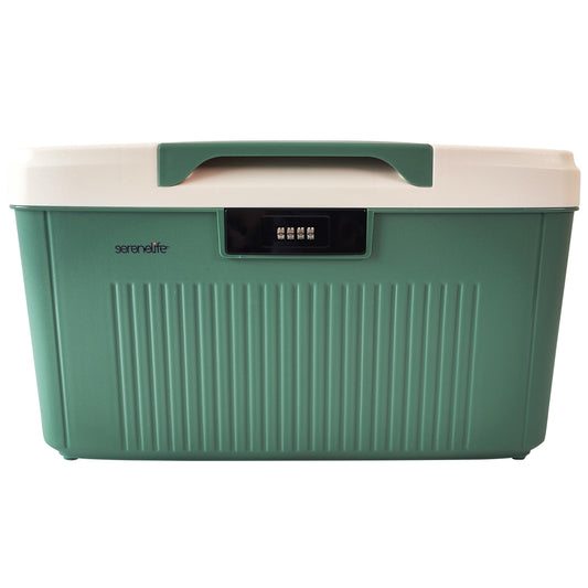 SereneLife Lockable Storage Container Bin, 6.5 Gallon Capacity Heavy Duty Storage Box with Combination Lock, Green
