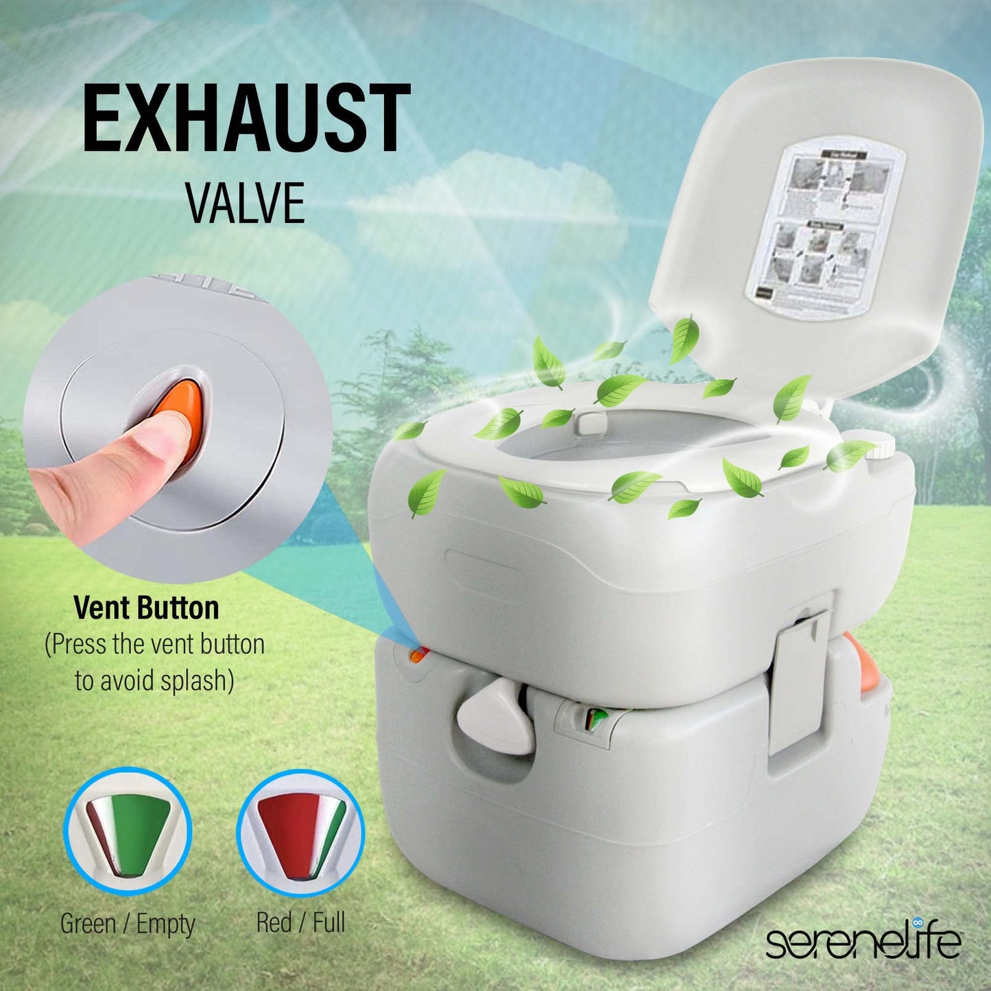 SereneLife 5.8 Gallon Portable Camping Toilet with Carry Bag and Hand Sprayer For Adults, Leak Proof Toilet with Waste Level Indicator, Portable Potty for Camping, Hiking, Roadtrip, Car, Tent