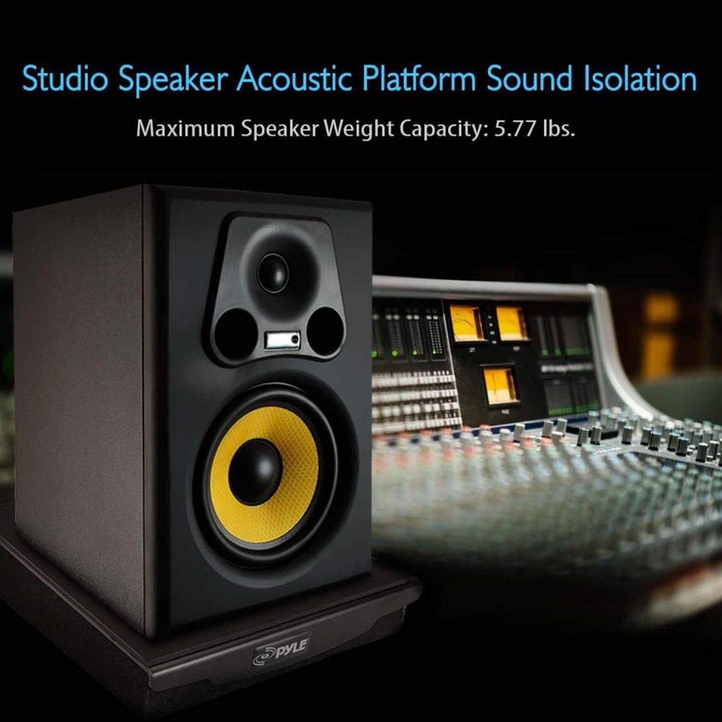 Pyle Sound Dampening Speaker Riser Foam - Audio Acoustic Noise Isolation Platform Pads Recoil Stabilizer w/ Rubber Base Pad For Studio Monitor, Subwoofer, Loud Speakers (10.4 x 13 x 2.8 Inch)