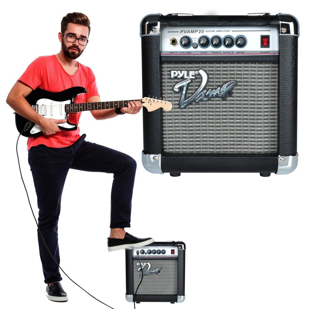 Pyle 20-Watt Vamp-Series Amplifier-Vamp-Series Amplifier w/3-Band EQ&Overdrive,Has Clean and Overdrive Channels For a Crunchy,Powerful Sound,20 Hz to 15 kHz Frequency Response-Pyle PVAMP20