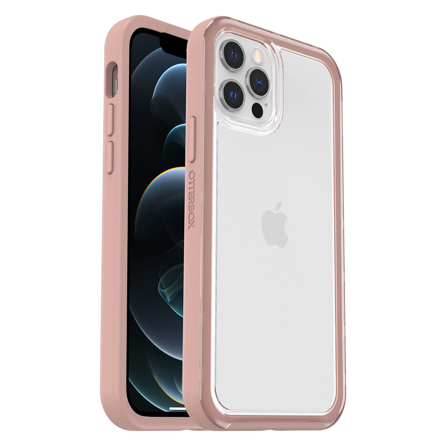 OtterBox Clear case with Colorful Grip Edge for iPhone 12/12 Pro - Potters Clay (Clear/Pink)