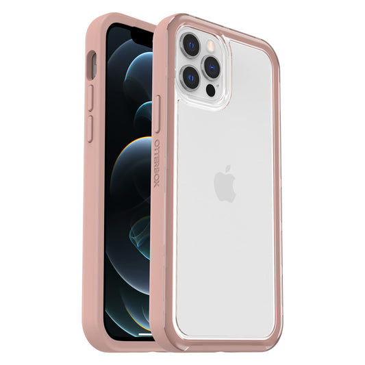 OtterBox Clear case with Colorful Grip Edge for iPhone 12/12 Pro - Potters Clay (Clear/Pink)