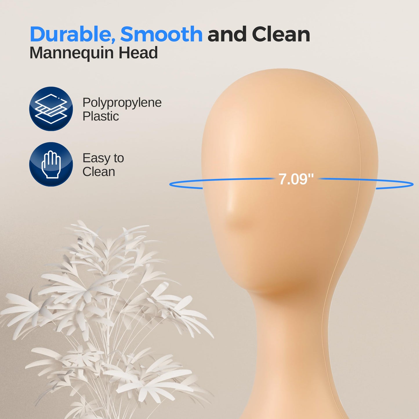 SereneLife Professional Mannequin Head, Women’s Wig Stand Display (16.1'' Height), Smooth Surface for Styling and Displaying Hats & Jewelry, Ideal for Salon & Retail Use