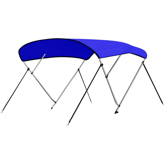 SereneLife 3 Bow Bimini Top Boat Cover –72'' x 73-78'' x 46'', Durable 1" Aluminum Frame, Waterproof & UV-Resistant, Easy Install with Front Straps, Rear Support Arms & Free Storage Boot (Blue)