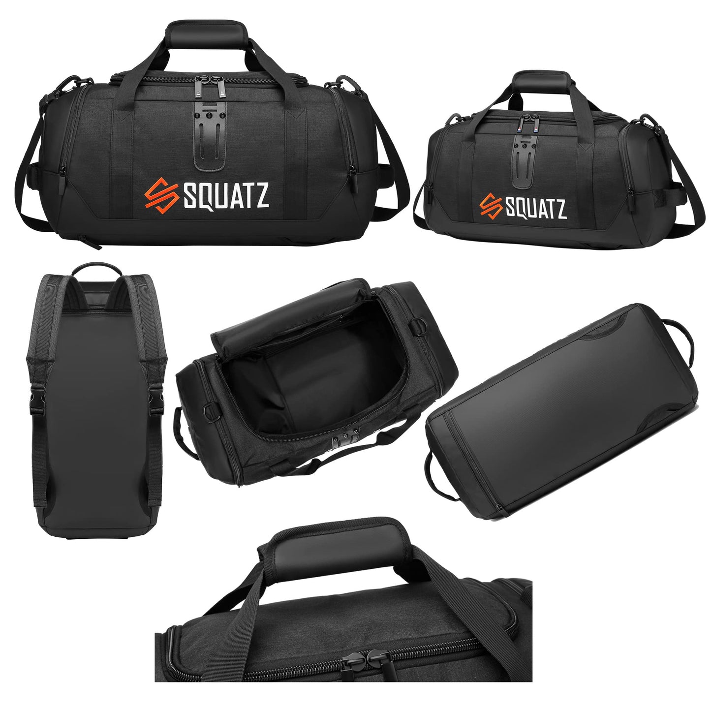 SQUATZ Gym Bag for Men and Women Sports 50L Duffle Bag Travel Backpack Weekender Overnight Backpack with Spacious Shoes Compartment Adjustable and Removable Shoulder Strap Workout, Multiple Pockets