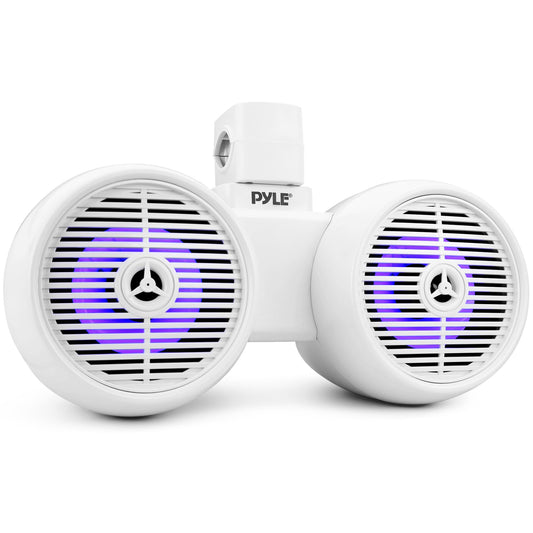 Pyle 6.5 Inch Marine Speakers with Bluetooth and Wireless Streaming, Boat Speaker with Built-in LED Lights, Waterproof, Heavy Duty ABS, 200W Max - Perfect for Music Lovers