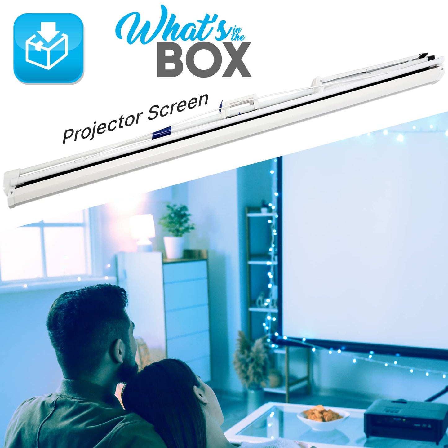 Pyle 72 Inch Outdoor Projector Screen with Stand-Portable Fold Out Roll Up Screen with Tripod Stand,White Matte Fabric 4:3 Aspect Ratio 4K HD Quality Black Masking Border,Ideal for Home and Office Use