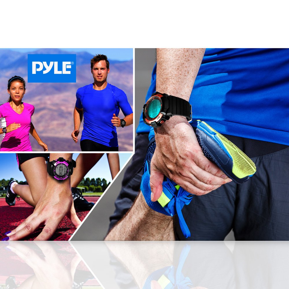 Pyle PSPTR19OR Digital Multifunction Sports Wrist Watch - Smart Fit Classic Men Women Sport Running Training Fitness Gear Tracker w/ Sleep Monitor, Pedometer, Alarm, Stopwatch, Backlight, Orange