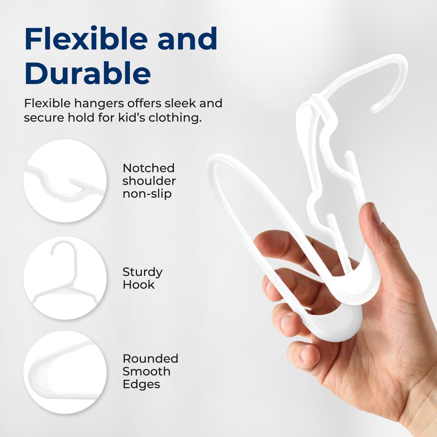 SereneLife 60 Pack Plastic Kids Hangers – Non-Slip Baby Hangers for Closet, Space-Saving Thin Design for Organizing Clothes, Infant, Toddler, and Newborn Clothing (White)