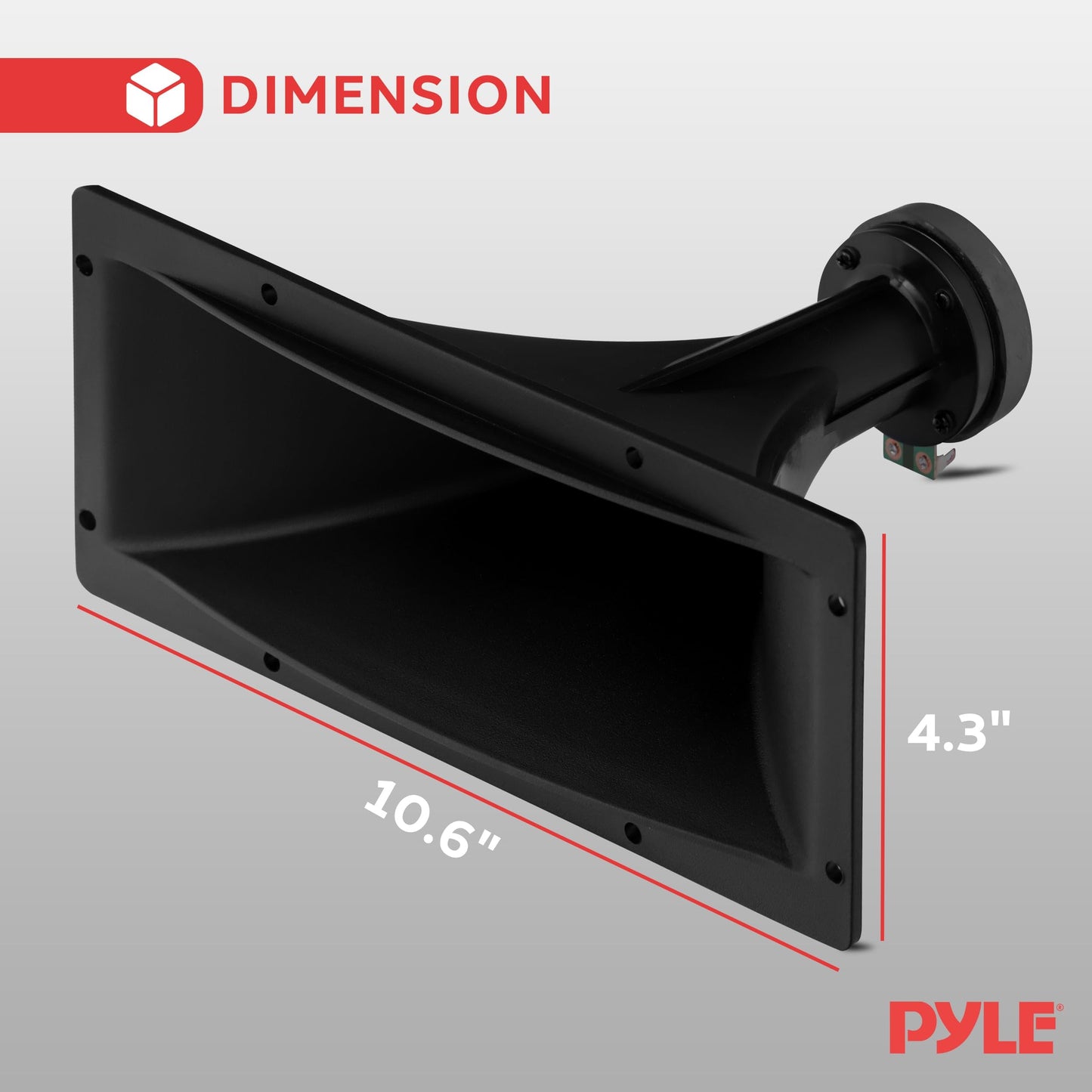Pyle 4x10 Inch Horn Tweeter Speaker - Heavy Duty 200 Watt High Power Horn Audio Tweeter System w/ 25mm Voice Coil, 20 Oz Magnet Structure, 102 dB, 8 Ohm Impedance - Pyle PH391,Black